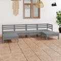 NNEVL 6 Piece Garden Lounge Set Grey Solid Pinewood-0