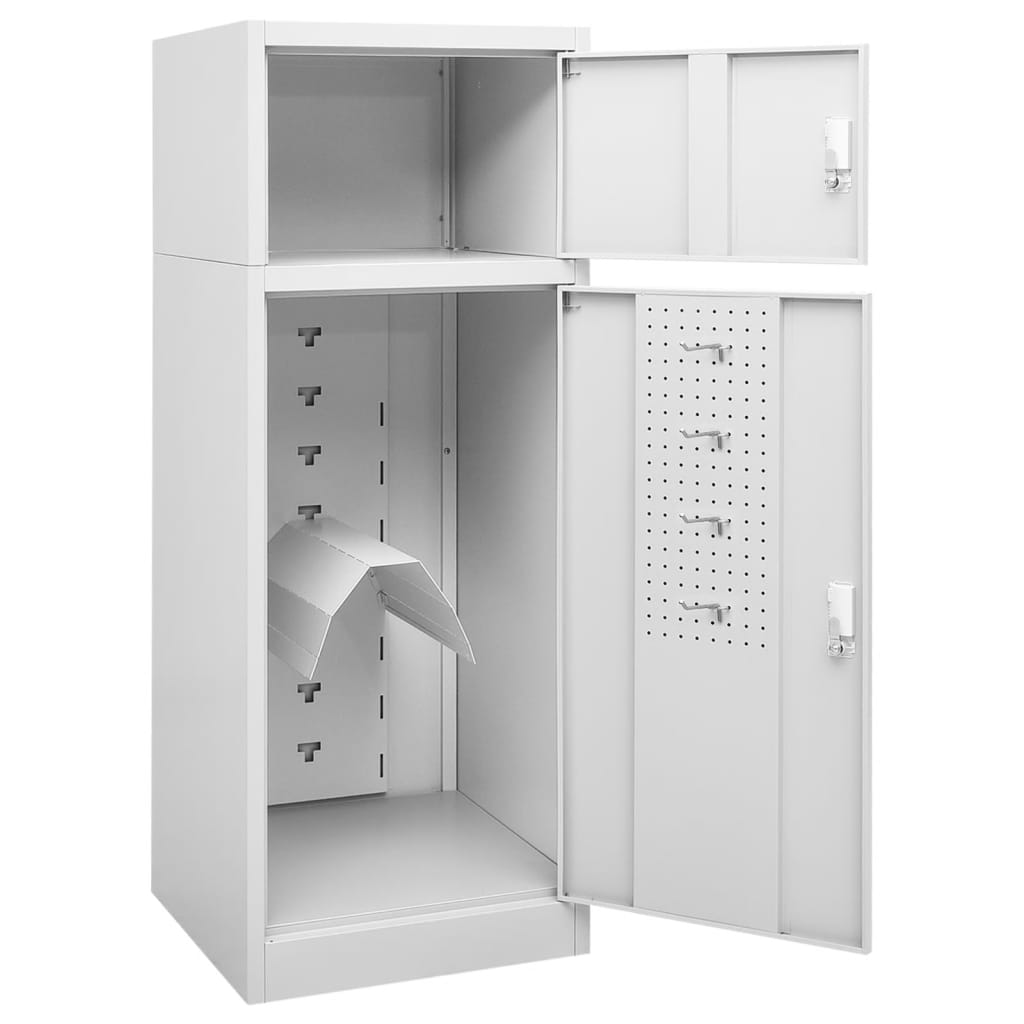NNEVL Saddle Cabinet Light Grey 53x53x140 cm Steel-4