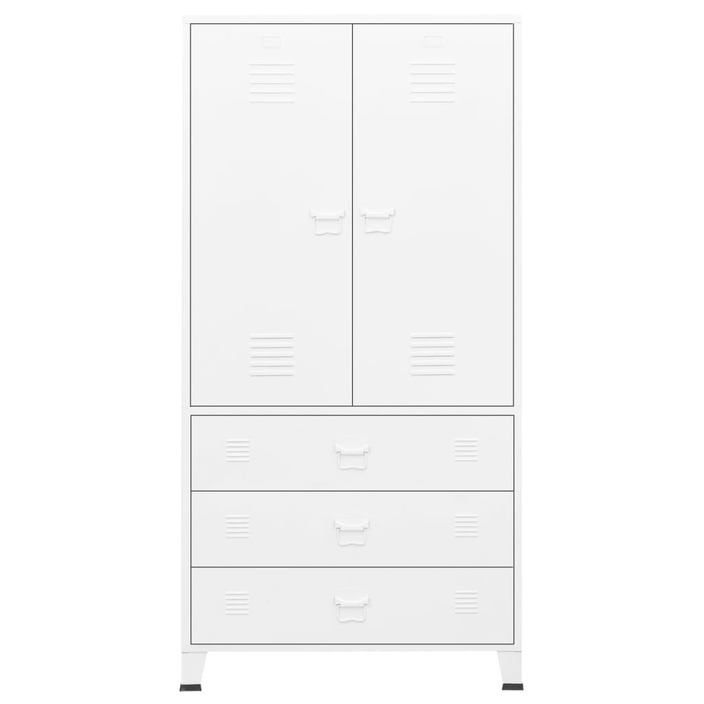 NNEVL Industrial Wardrobe White 90x50x180 cm Metal-2