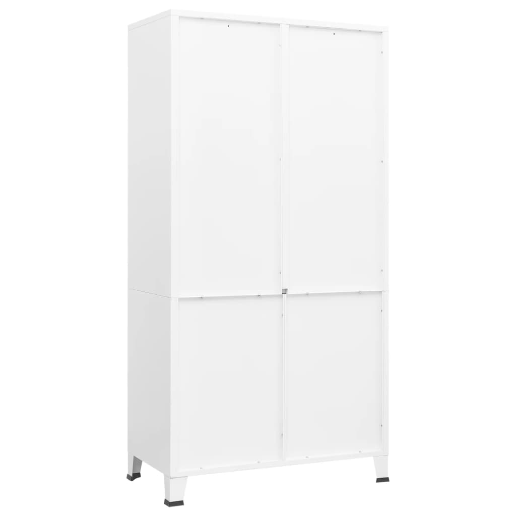 NNEVL Industrial Wardrobe White 90x50x180 cm Metal-3