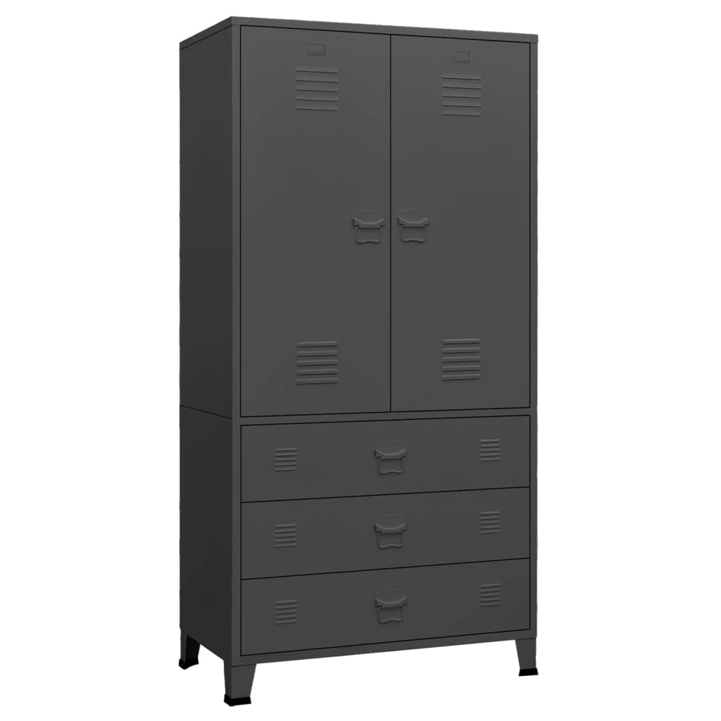 NNEVL Industrial Wardrobe Anthracite 90x50x180 cm Metal-1