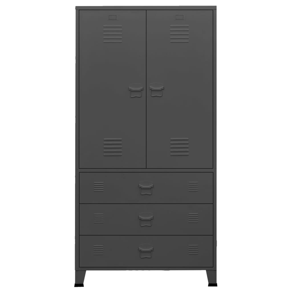 NNEVL Industrial Wardrobe Anthracite 90x50x180 cm Metal-2
