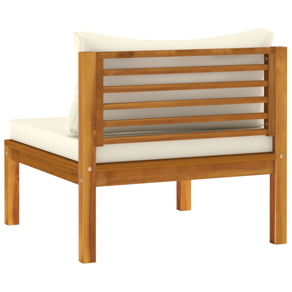 NNEVL 3 Piece Garden Lounge Set with Cream Cushion Solid Acacia Wood