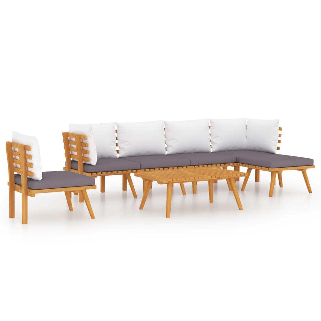 NNEVL 7 Piece Garden Lounge Set with Cushions Solid Wood Acacia-1