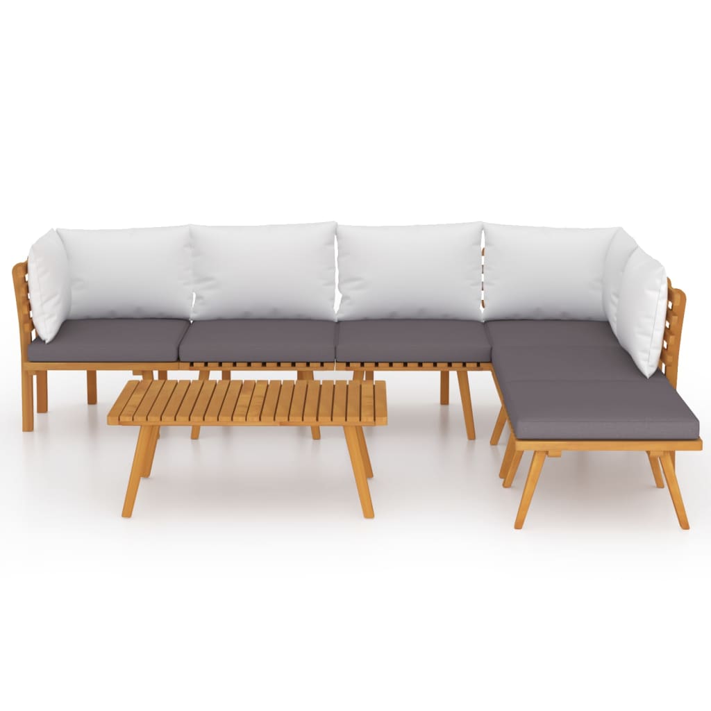 NNEVL 7 Piece Garden Lounge Set with Cushions Solid Wood Acacia-2
