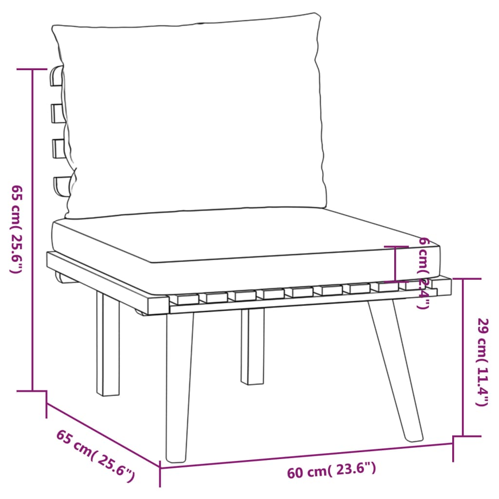 NNEVL 7 Piece Garden Lounge Set with Cushions Solid Wood Acacia-4