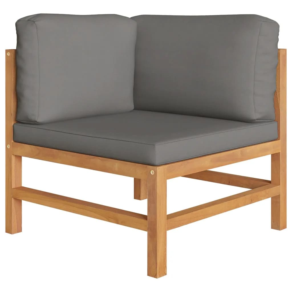 NNEVL 3-Seater Garden Sofa with Grey Cushions Solid Teak Wood-2
