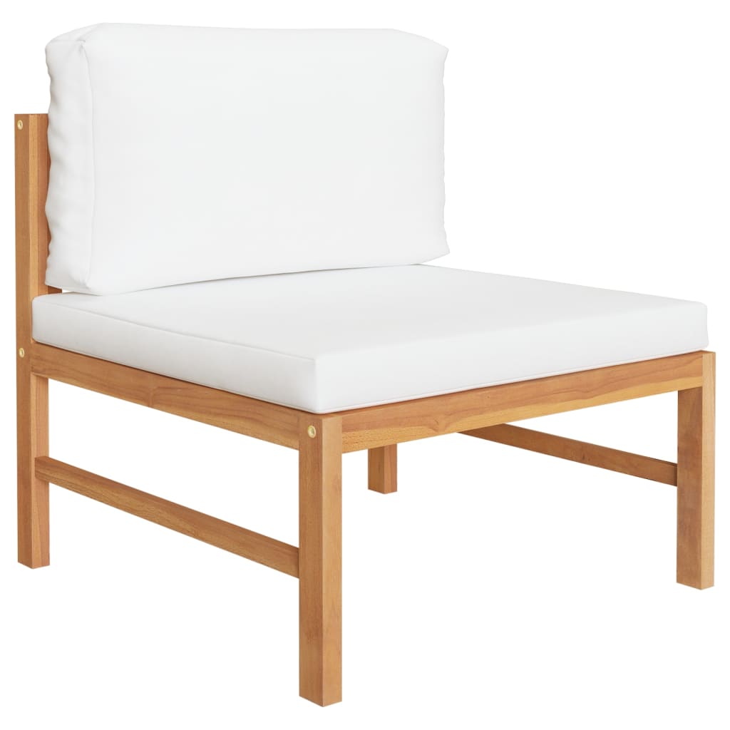 NNEVL 7 Piece Garden Lounge Set with Cream Cushions Solid Teak Wood-2