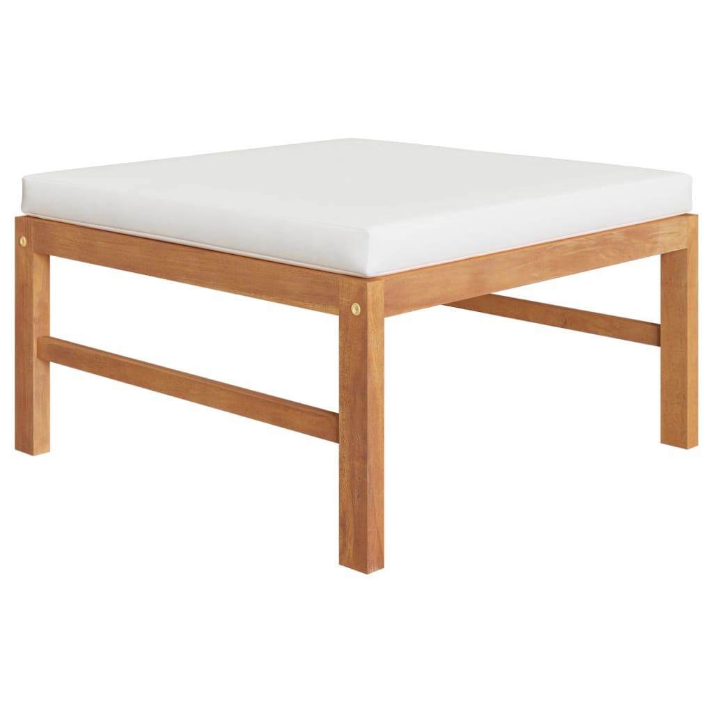 NNEVL 7 Piece Garden Lounge Set with Cream Cushions Solid Teak Wood-3