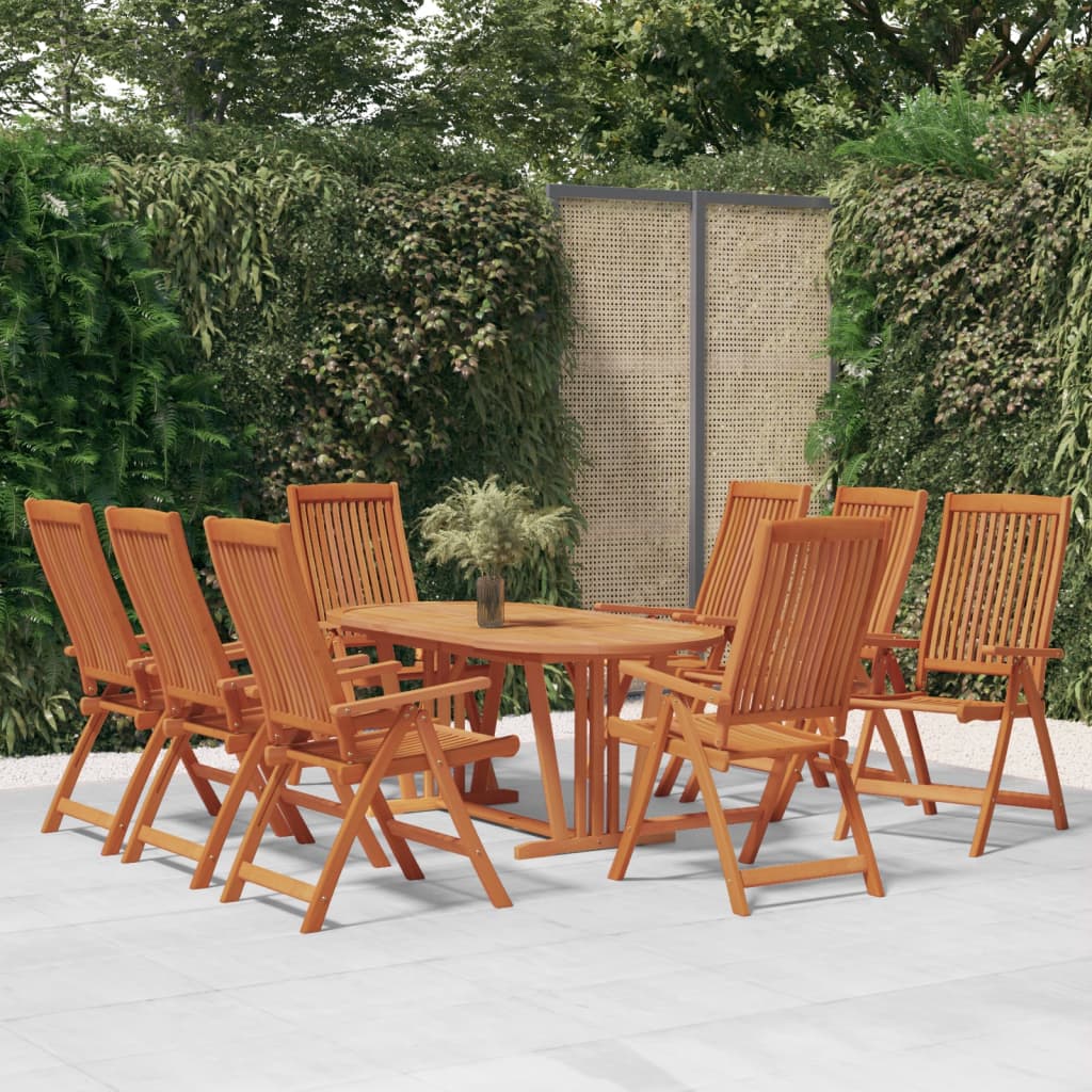 NNEVL Folding Garden Chairs 8 pcs Solid Wood Eucalyptus-0