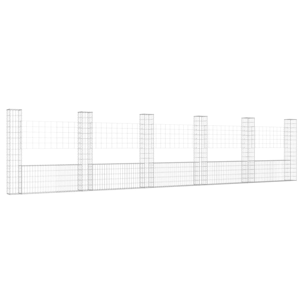 NNEVL U-shape Gabion Basket with 6 Posts Iron 620x20x150 cm-1