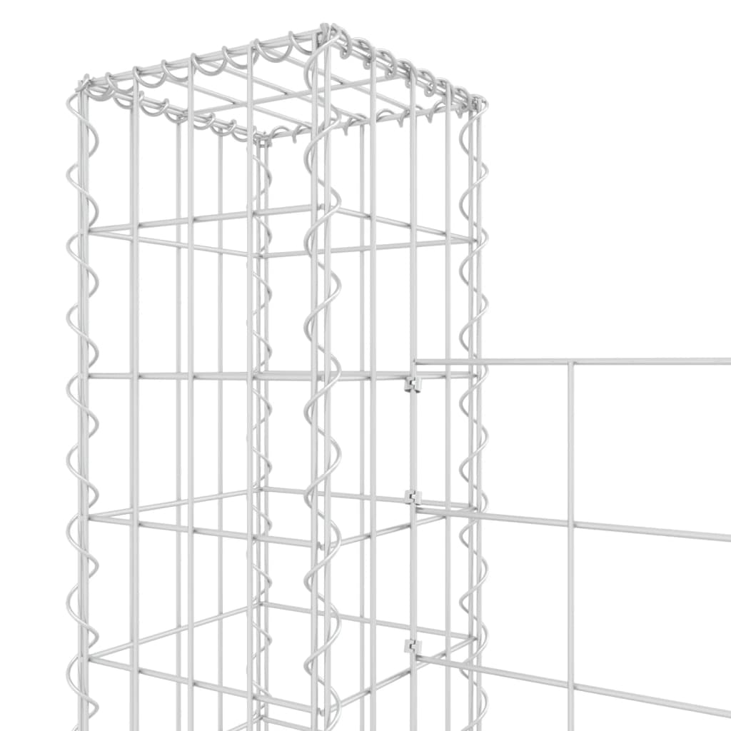NNEVL U-shape Gabion Basket with 6 Posts Iron 620x20x150 cm-4