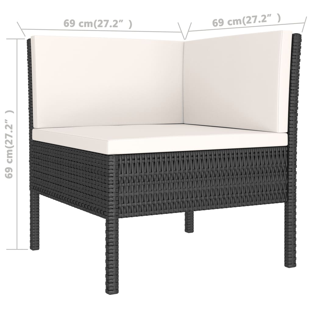 NNEVL 6 Piece Garden Lounge Set with Cushions Poly Rattan Black-3