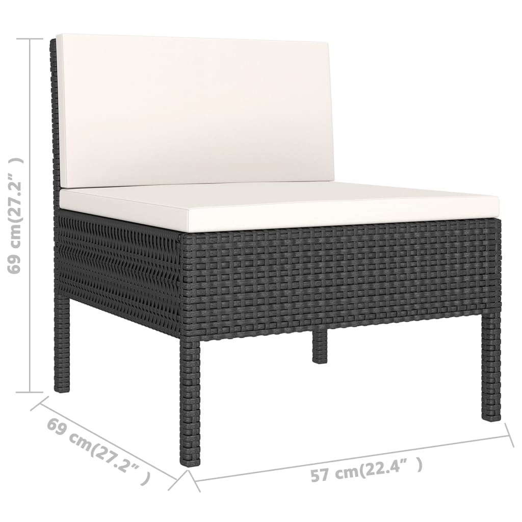 NNEVL 6 Piece Garden Lounge Set with Cushions Poly Rattan Black-4