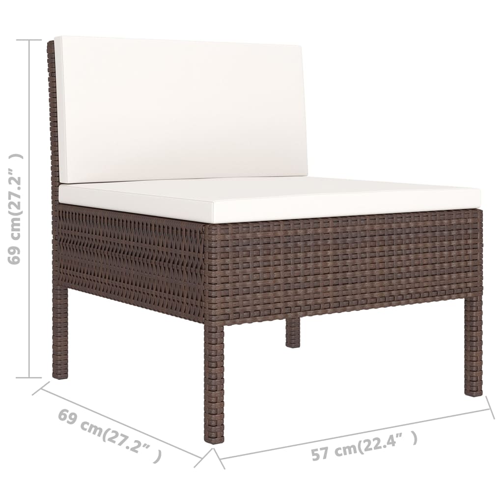 NNEVL 9 Piece Garden Lounge Set with Cushions Poly Rattan Brown-3