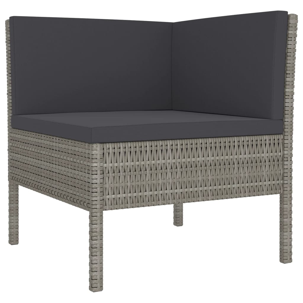 NNEVL 10 Piece Garden Lounge Set with Cushions Poly Rattan Grey-3