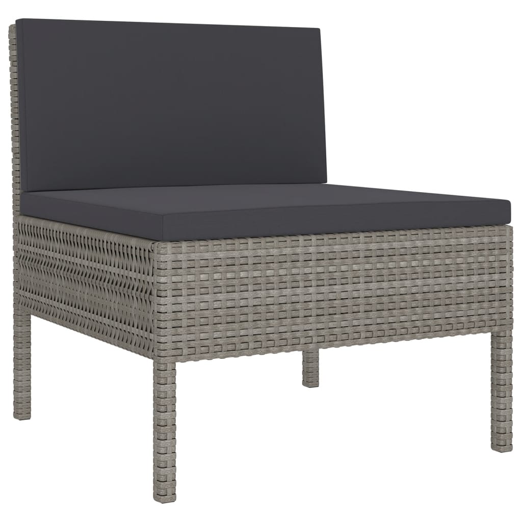 NNEVL 10 Piece Garden Lounge Set with Cushions Poly Rattan Grey-4