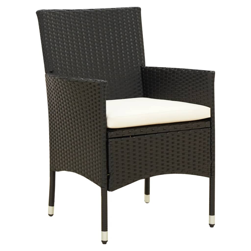 NNEVL 5 Piece Outdoor Dining Set with Cushions Poly Rattan Black