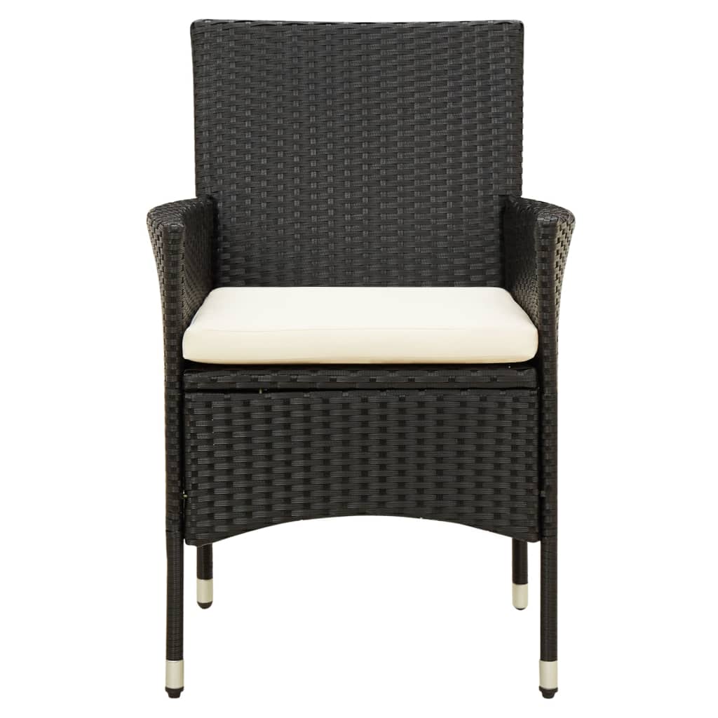 NNEVL 7 Piece Outdoor Dining Set with Cushions Poly Rattan Black