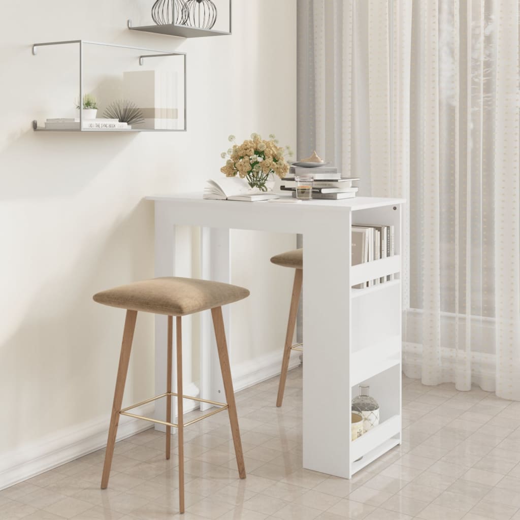 NNEVL Bar Table with Storage Rack White 102x50x103.5 cm Chipboard-0