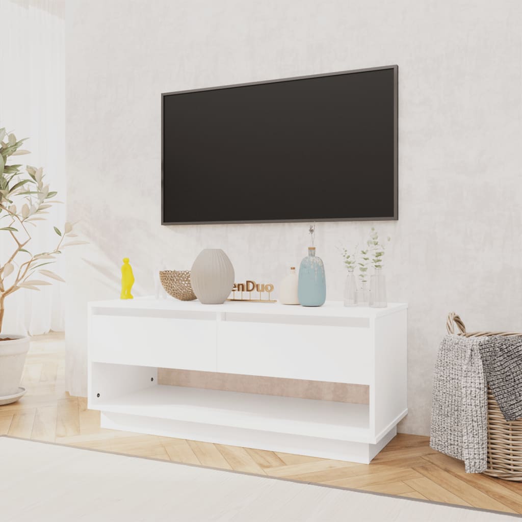 NNEVL TV Cabinet White 102x41x44 cm Chipboard-2