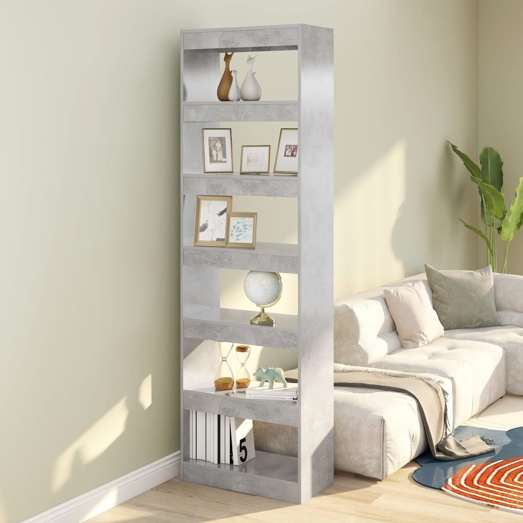 NNEVL Book Cabinet/Room Divider Concrete Grey 60x30x198 cm-0