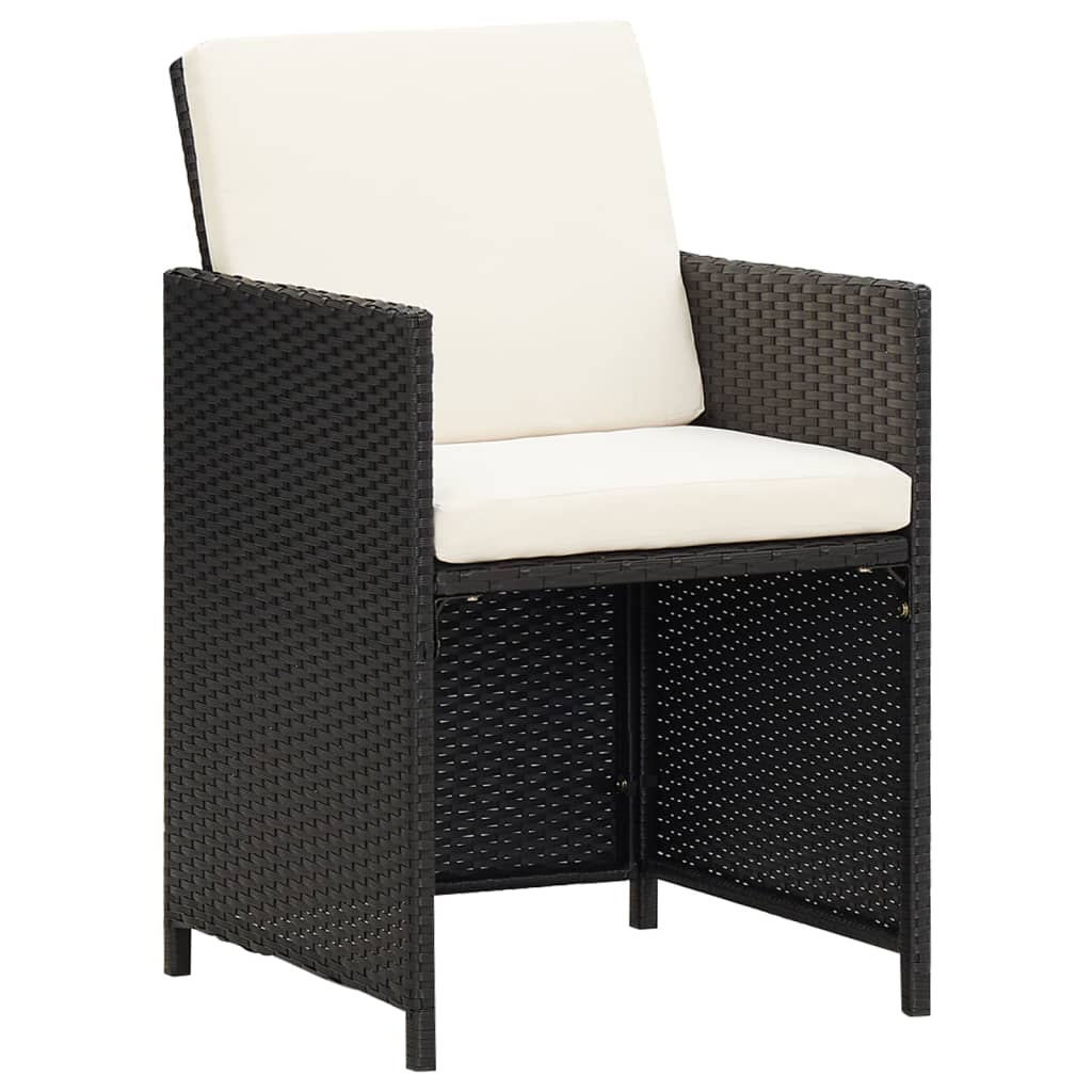 NNEVL 9 Piece Garden Dining Set with Cushions Poly Rattan Black-4