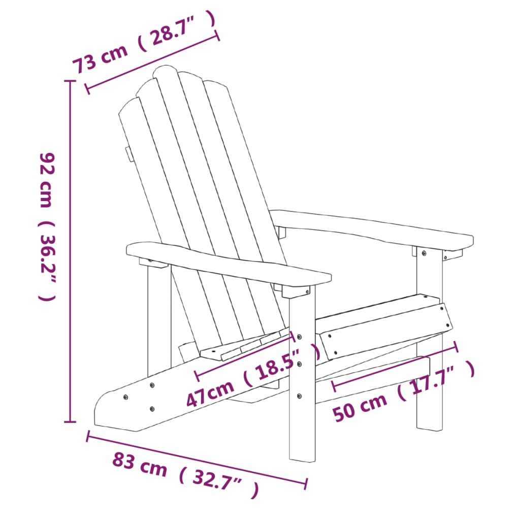 NNEVL Garden Adirondack Chairs 2 pcs HDPE White-4