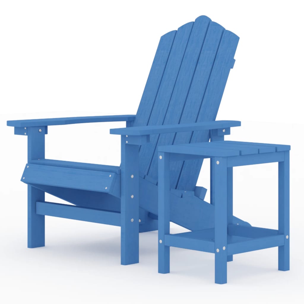 NNEVL Garden Adirondack Chair with Table HDPE Aqua Blue-1