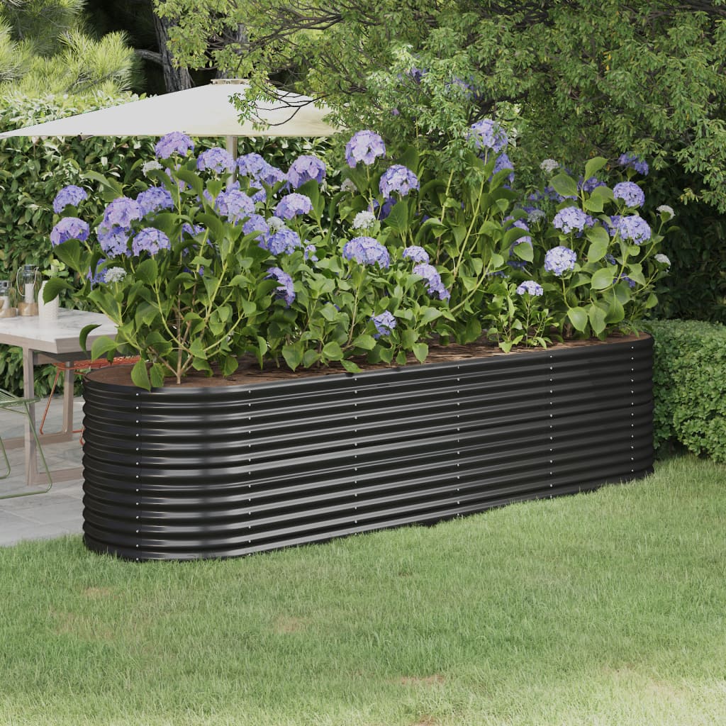 NNEVL Garden Raised Bed Powder-Coated Steel 296x80x68 cm Anthracite-0