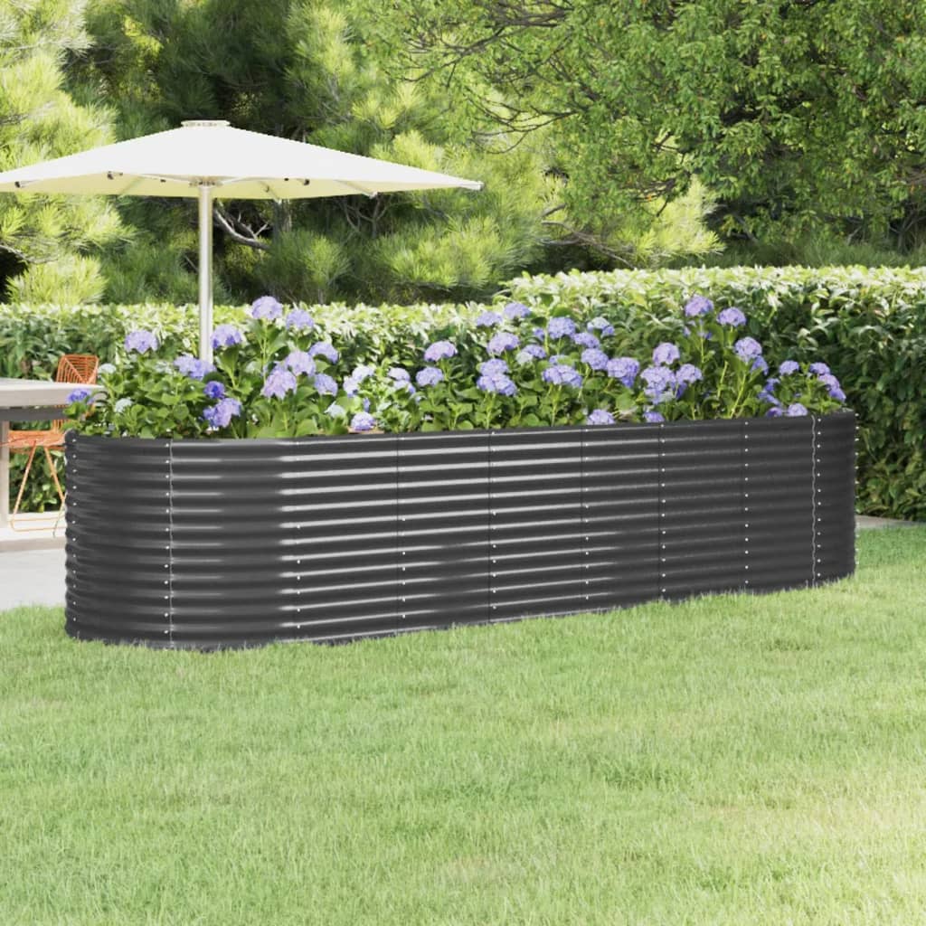 NNEVL Garden Raised Bed Powder-coated Steel 322x100x68 cm Anthracite-0