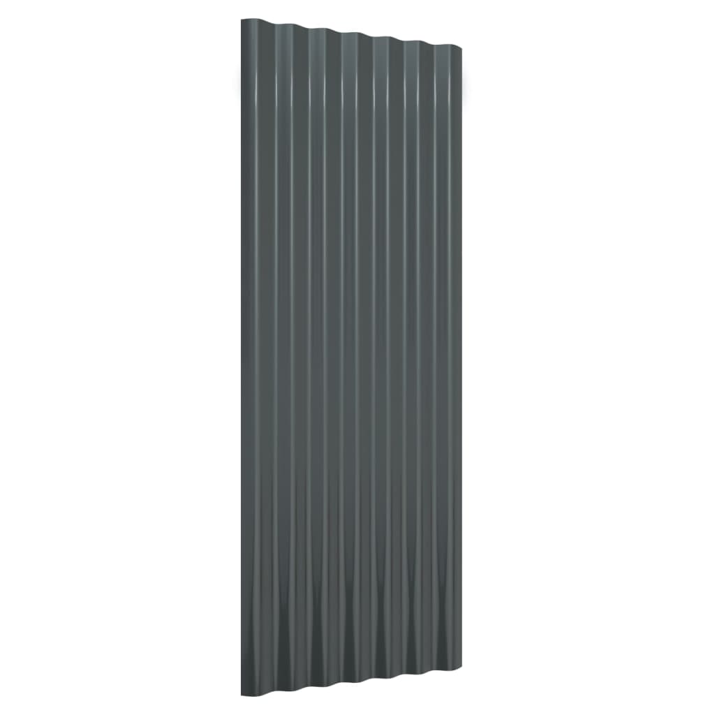 NNEVL Roof Panels 12 pcs Powder-coated Steel Anthracite 100x36 cm-2