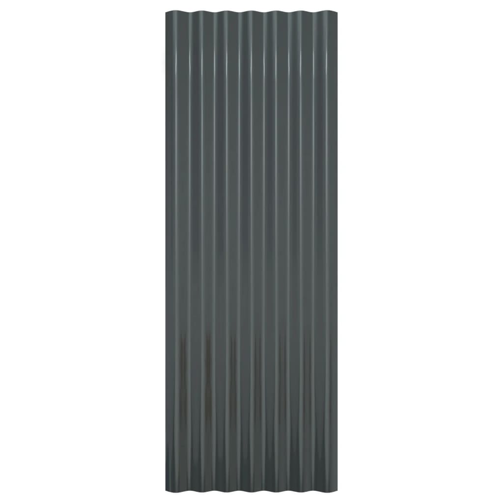 NNEVL Roof Panels 12 pcs Powder-coated Steel Anthracite 100x36 cm-3