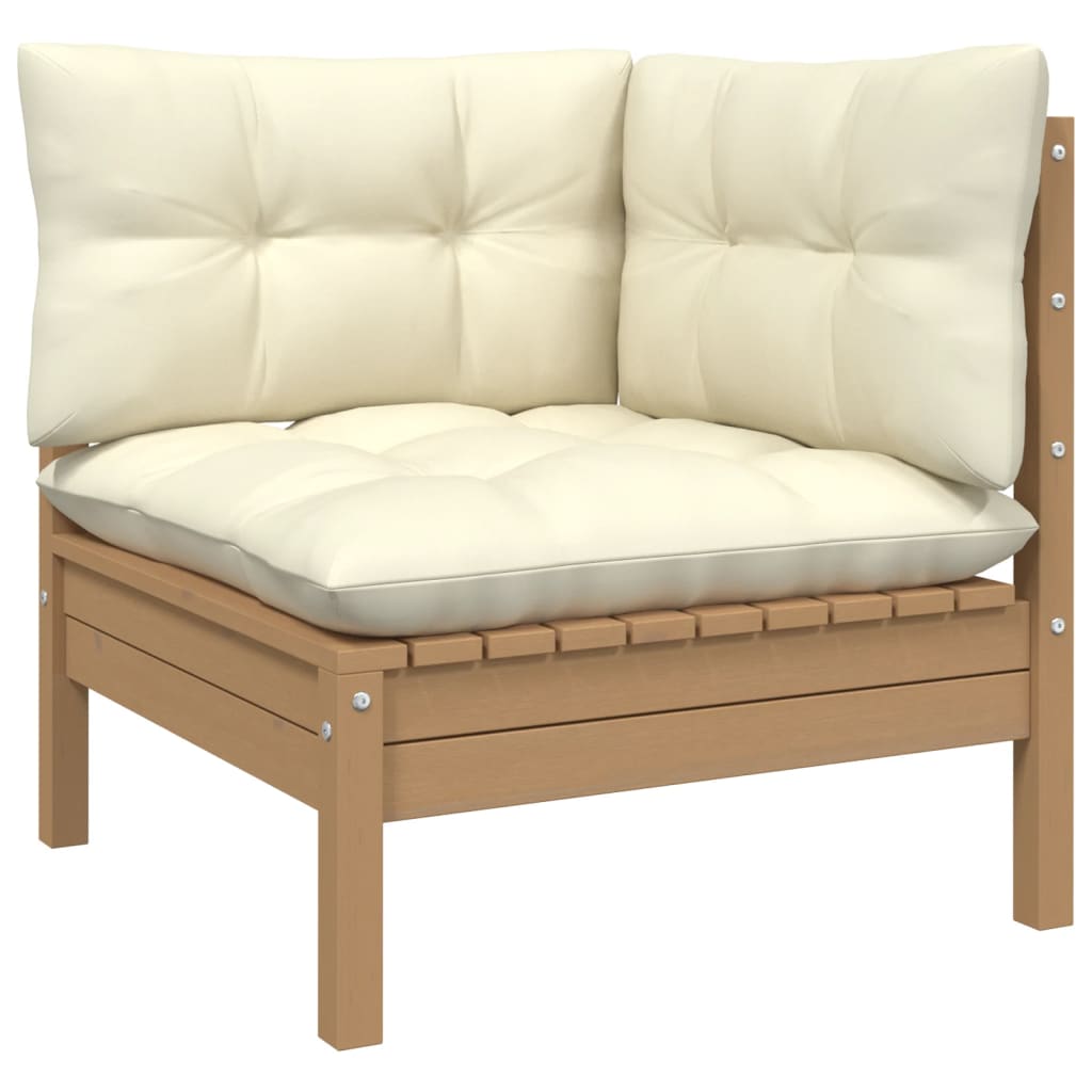 NNEVL 2-Seater Garden Sofa with Cream Cushions Solid Wood Pine-2