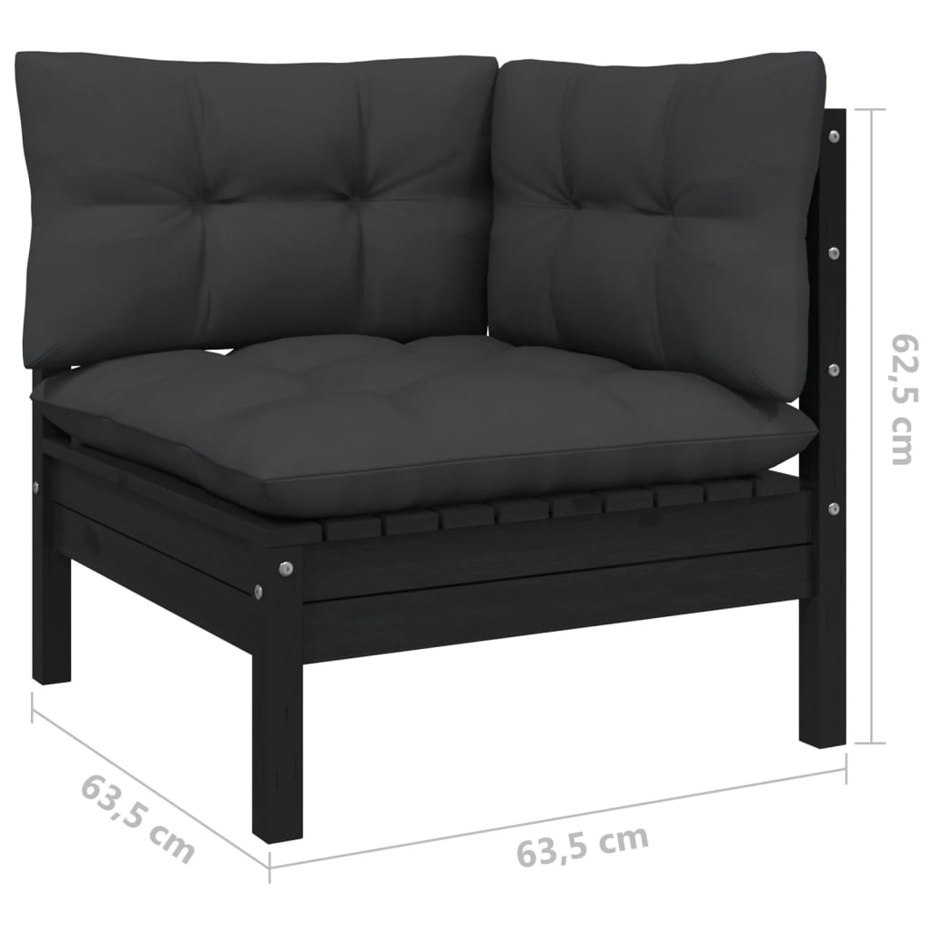NNEVL 8 Piece Garden Lounge Set with Anthracite Cushions Pinewood-4