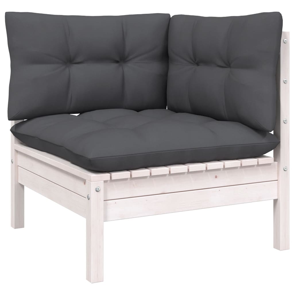 NNEVL 7 Piece Garden Lounge Set with Cushions White Pinewood-3