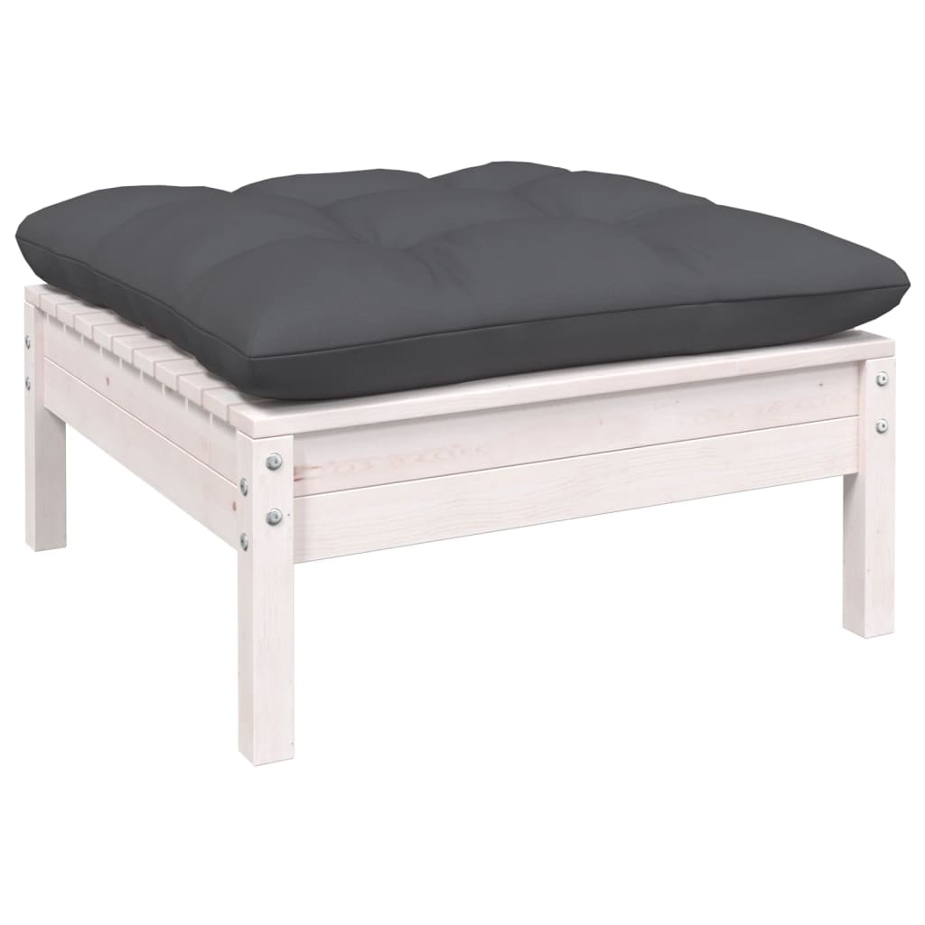 NNEVL 13 Piece Garden Lounge Set with Cushions White Solid Pinewood-4