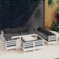 NNEVL 13 Piece Garden Lounge Set with Cushions White Solid Pinewood-0