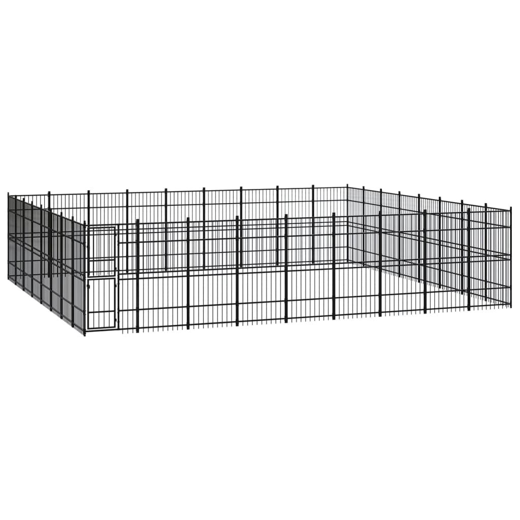 NNEVL Outdoor Dog Kennel Steel 66.36 m²-0