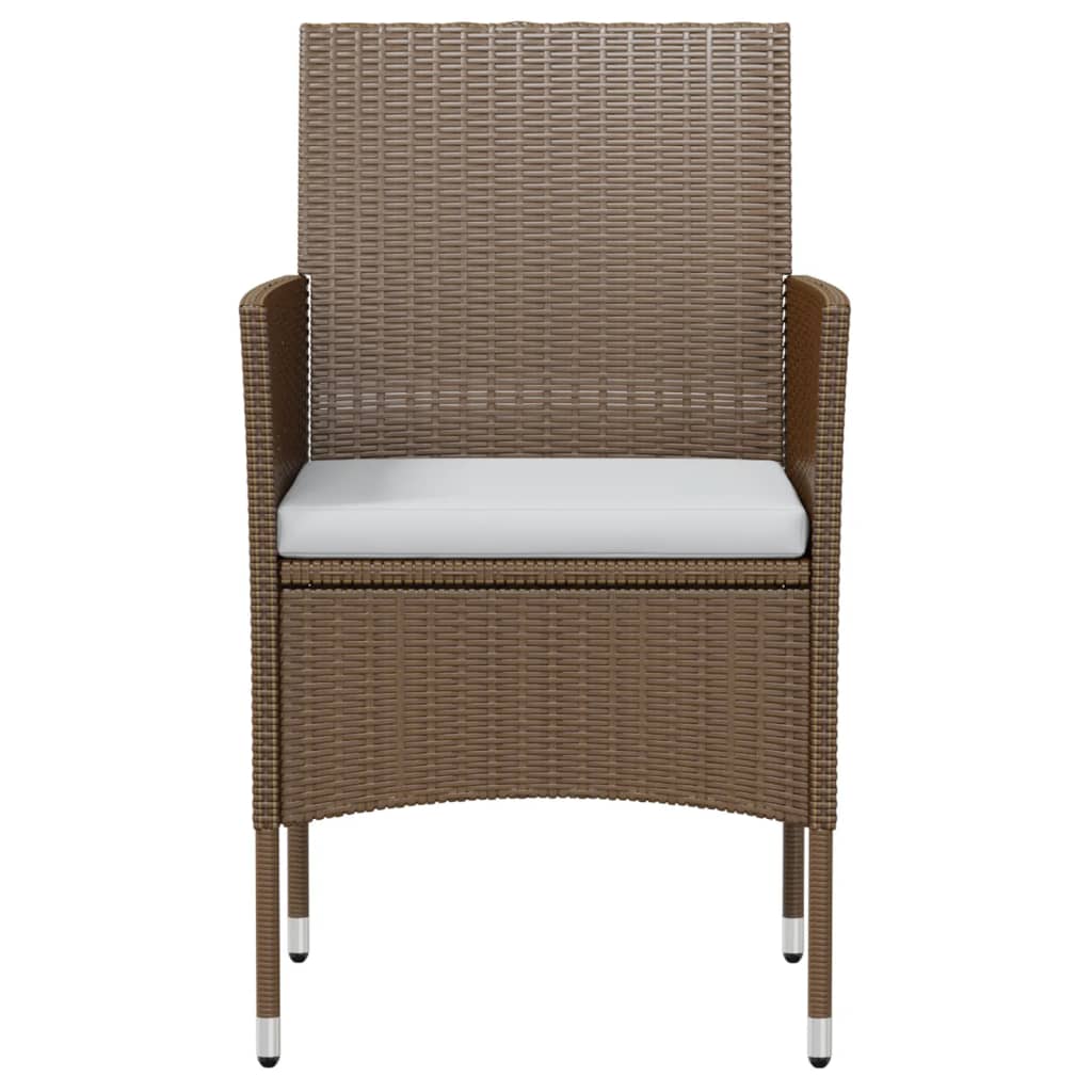 NNEVL 3 Piece Garden Dining Set Poly Rattan Brown-3