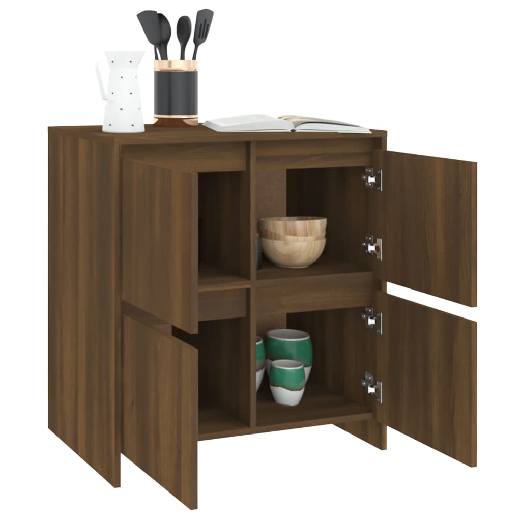 NNEVL Sideboards 2 pcs Brown Oak 70x41x75 cm Chipboard-3