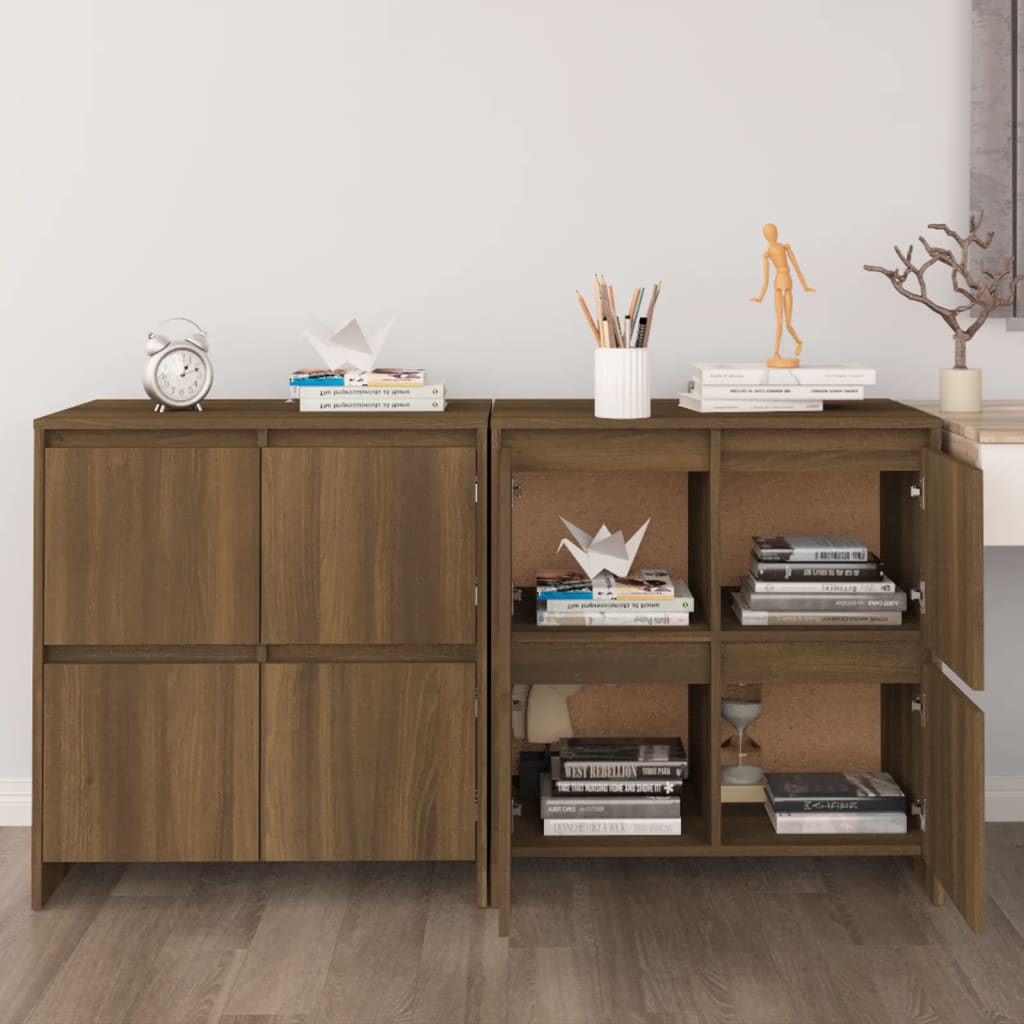 NNEVL Sideboards 2 pcs Brown Oak 70x41x75 cm Chipboard-0