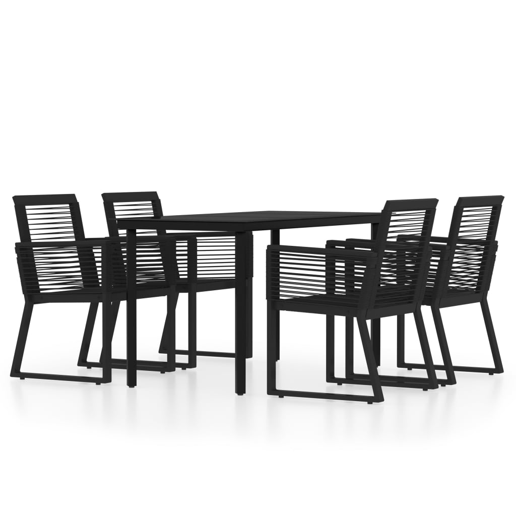 NNEVL 5 Piece Garden Dining Set Black-1