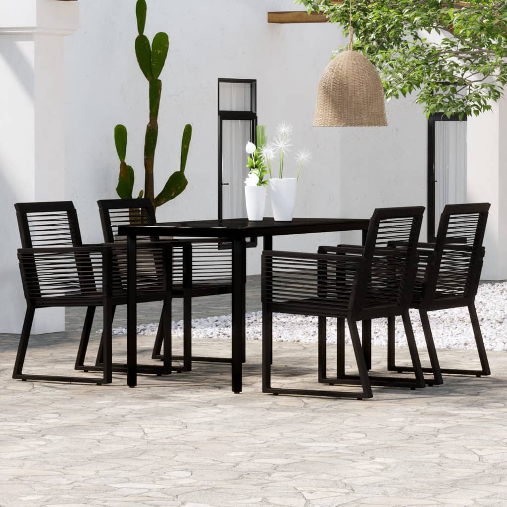 NNEVL 5 Piece Garden Dining Set Black-0