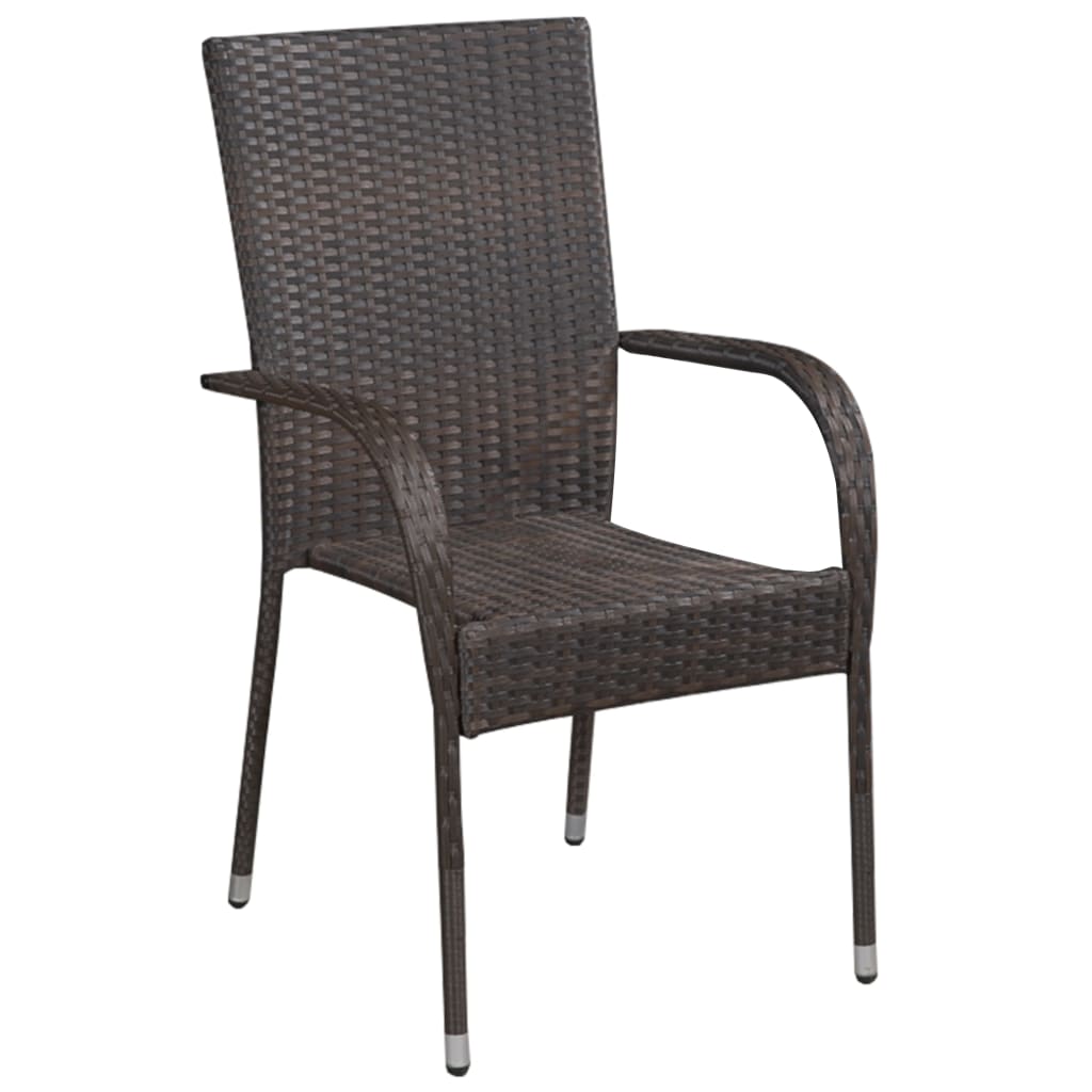 NNEVL 3 Piece Outdoor Dining Set Brown and Black-2