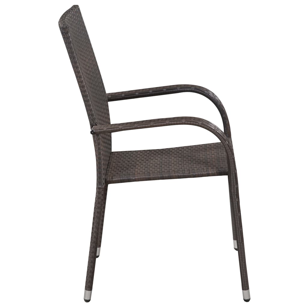 NNEVL 3 Piece Outdoor Dining Set Brown and Black-3