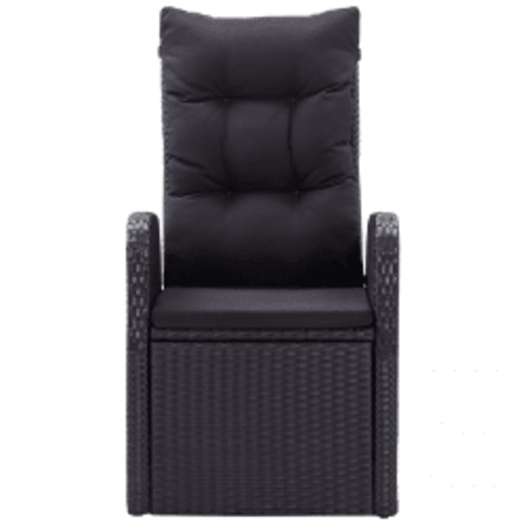 NNEVL 5 Piece Garden Dining Set with Cushions Black-3