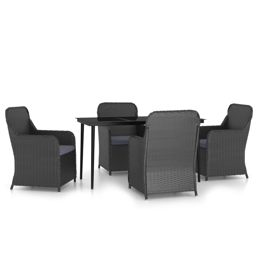 NNEVL 5 Piece Garden Dining Set with Cushions Black-1