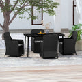 NNEVL 5 Piece Garden Dining Set with Cushions Black-0