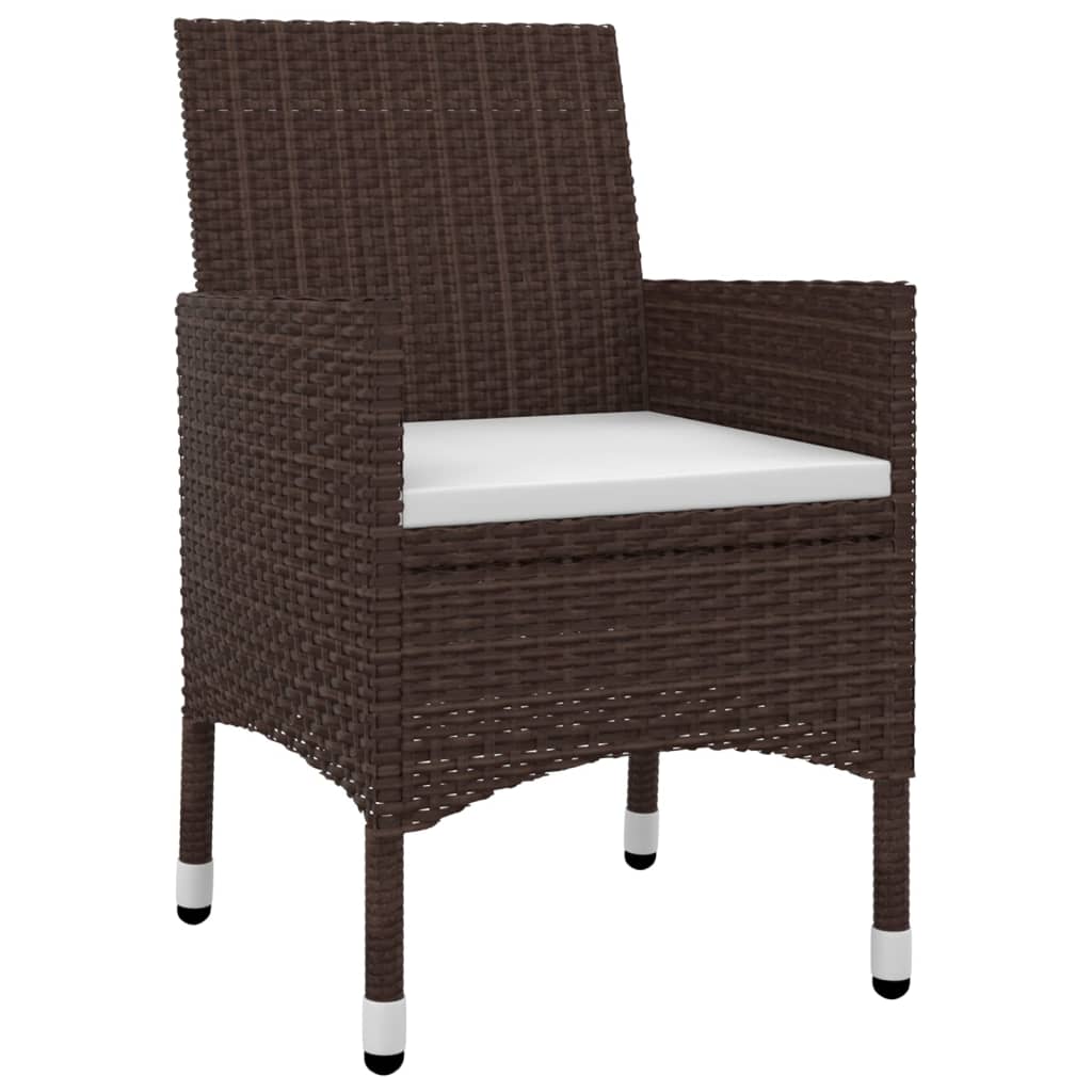 NNEVL 3 Piece Garden Dining Set with Cushions Poly Rattan and Glass-2